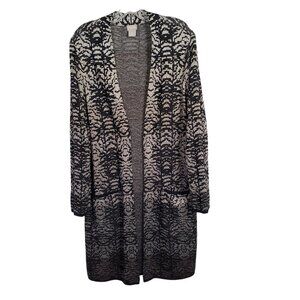 Chicos 3 Size XL Cardigan Ombre Knit Open-Front Maxi Metallic Luxurious Shimmer